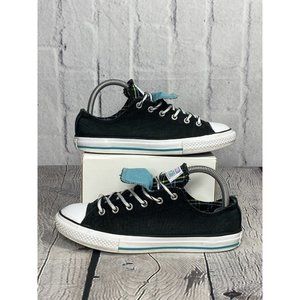 Converse All Star Double Tongue Low Black Teal‎ Plaid 655324F Women Sz 5